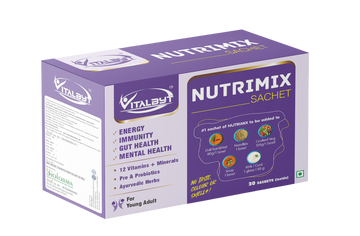 Vitalbyt NutriMix Young Adult — Tasteless Daily Nutrition Sachet for Ages 8 to 30, Purple Box